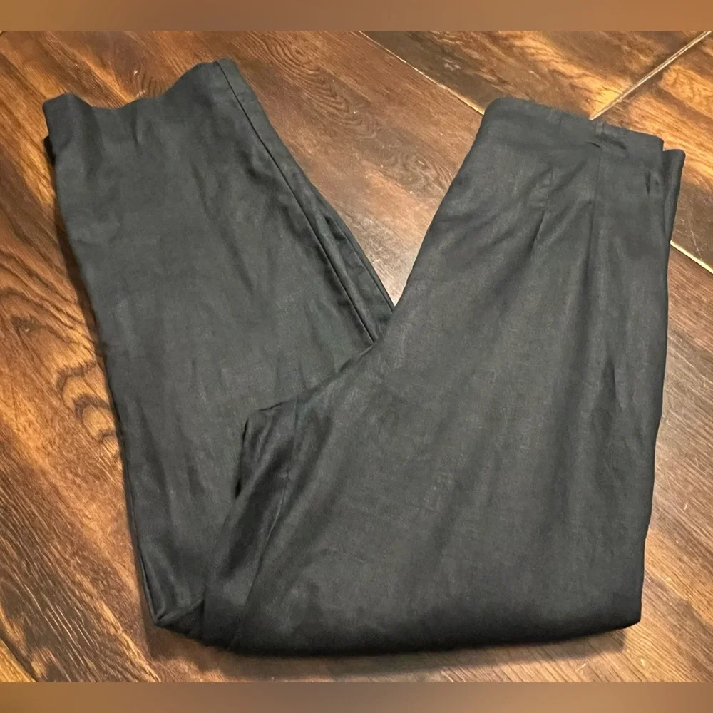 Reformation 100% Linen Pants Women’s 6 Black Straight Leg High Rise Pleated Zip
